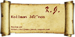Kollman János névjegykártya